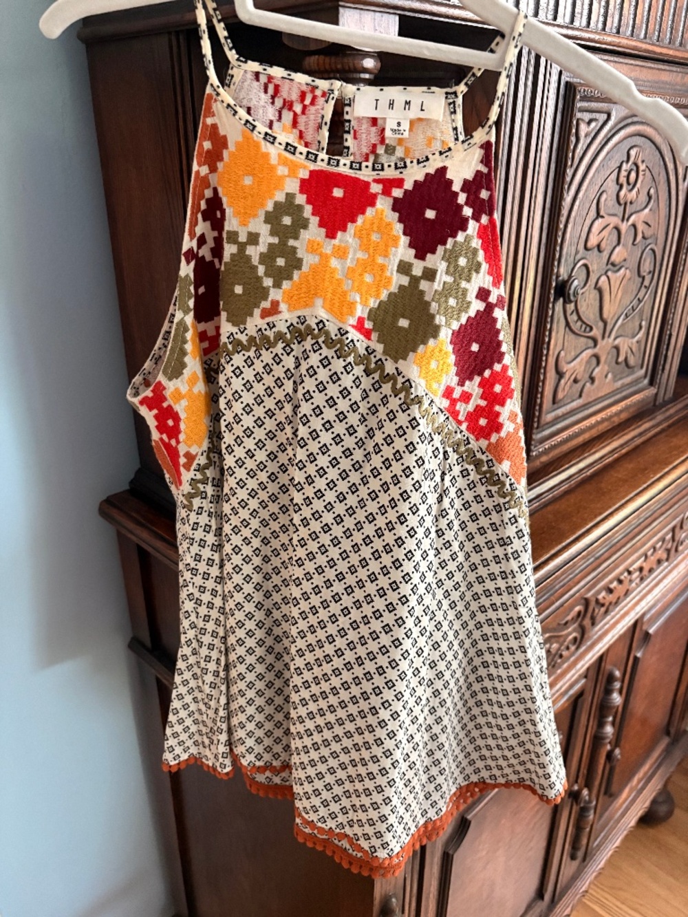 THML Tribal Tank Summer Sleeveless Multicolor Sexy Versatile IndieBoho ShirtTop